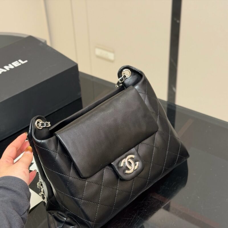 Alternative view of Chanel Hobo Bag Gold Tone Metal In Black 38Cm