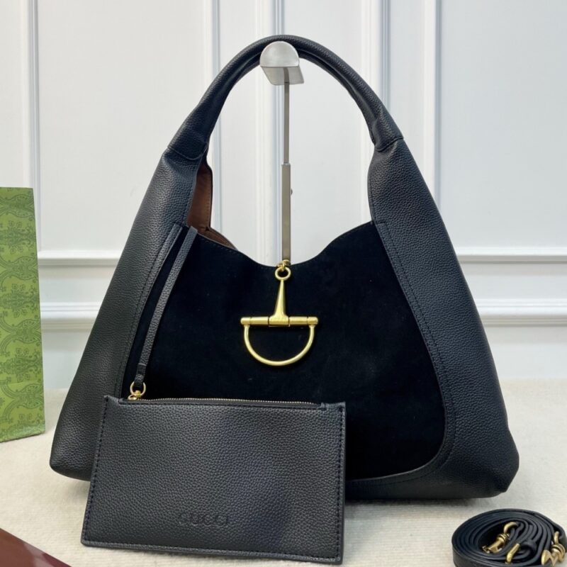 Alternative view of Gucci Softbit Maxi Suede Shoulder Bag Black 42Cm