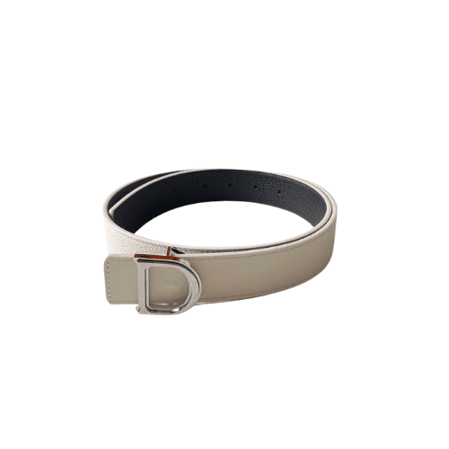 DIOR LEATHER BELT WITH D LOGO WHITE 35MM