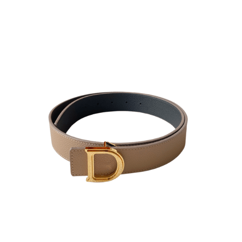 DIOR LEATHER BELT WITH D LOGO LIGHT BROWN 35MM