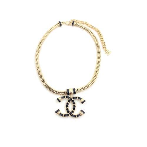 Chanel Women'S And Gold Metal Cc Necklace