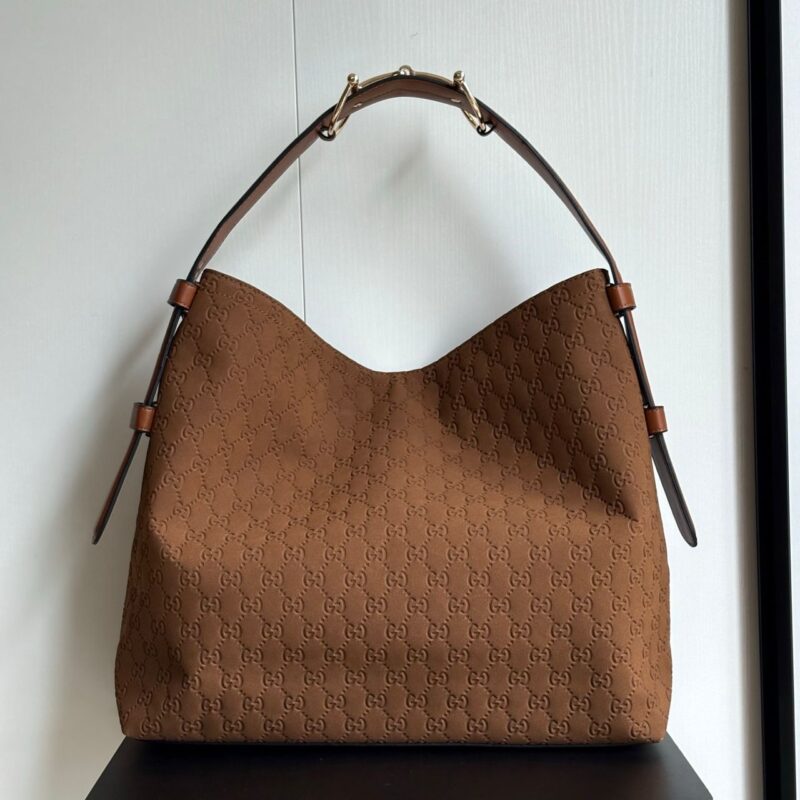 Alternative view of Gucci Beatrix Large Tote Bag GG Suede Bottom Brown 40Cm
