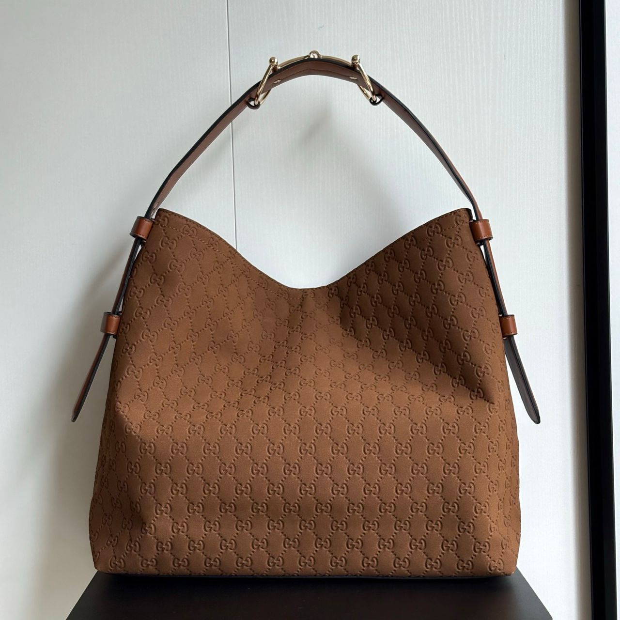Gucci Beatrix Large Tote Bag GG Suede Bottom Brown 40Cm - Image 2