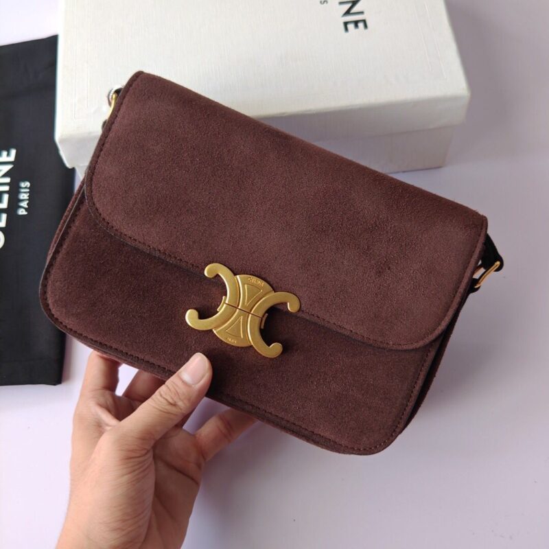 Alternative view of [Super Vip 1:1] Celine Teen Triomphe Bag In Brown Grained Nubuck 18Cm 188423Gur 18Ch