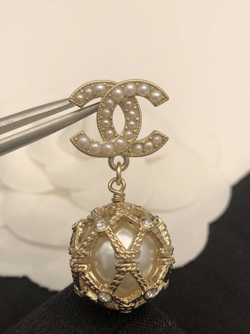 Alternative view of Chanel Gold Caged Pearl Earrings