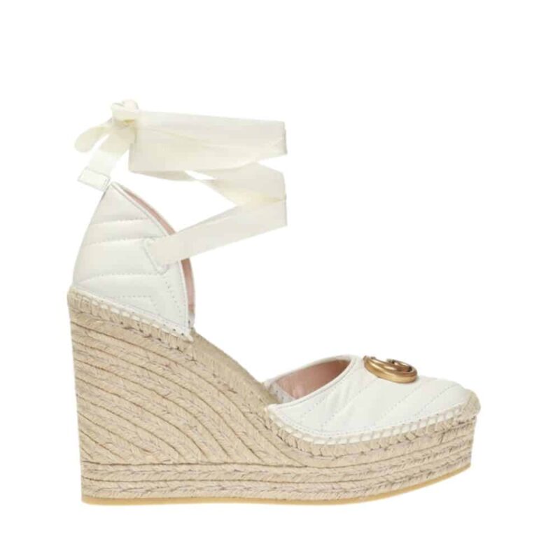 Gucci Leather Platform Espadrille White