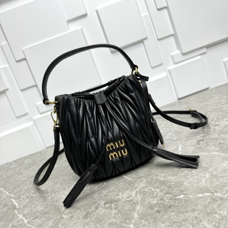 Alternative view of Miu Miu Matelassé Nappa Leather Bag Black 17Cm 5Be084 N88 F0002 V Ooo