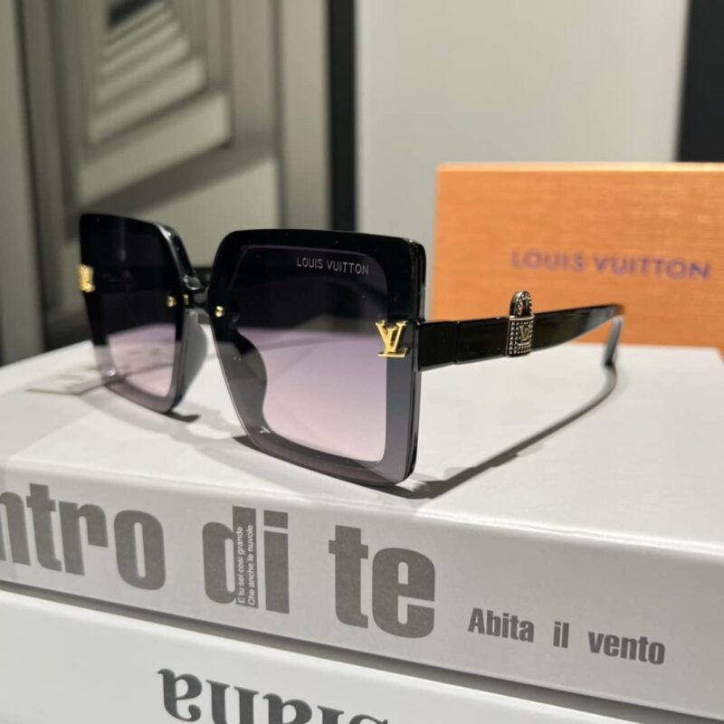 Alternative view of Louis Vuitton Lock Square Sunglasses Black And Purple