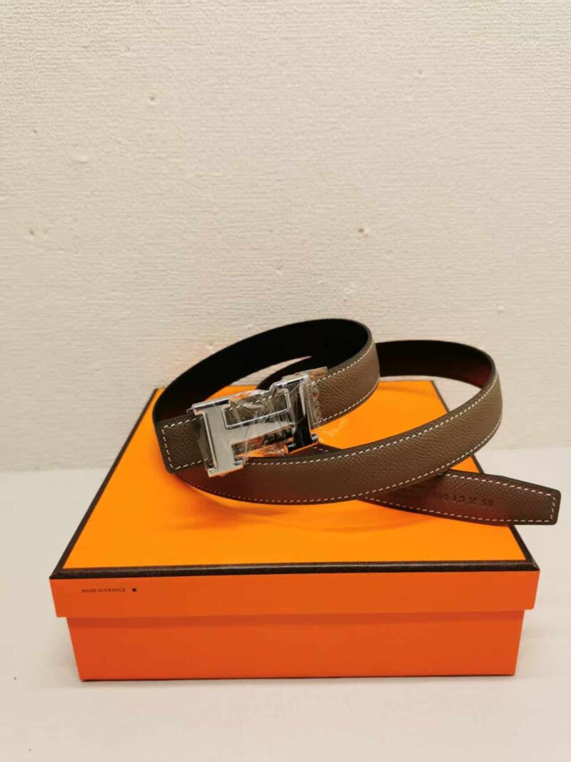 Alternative view of Hermes Belt Togo Swift Silver Buckle Brown 24Mm