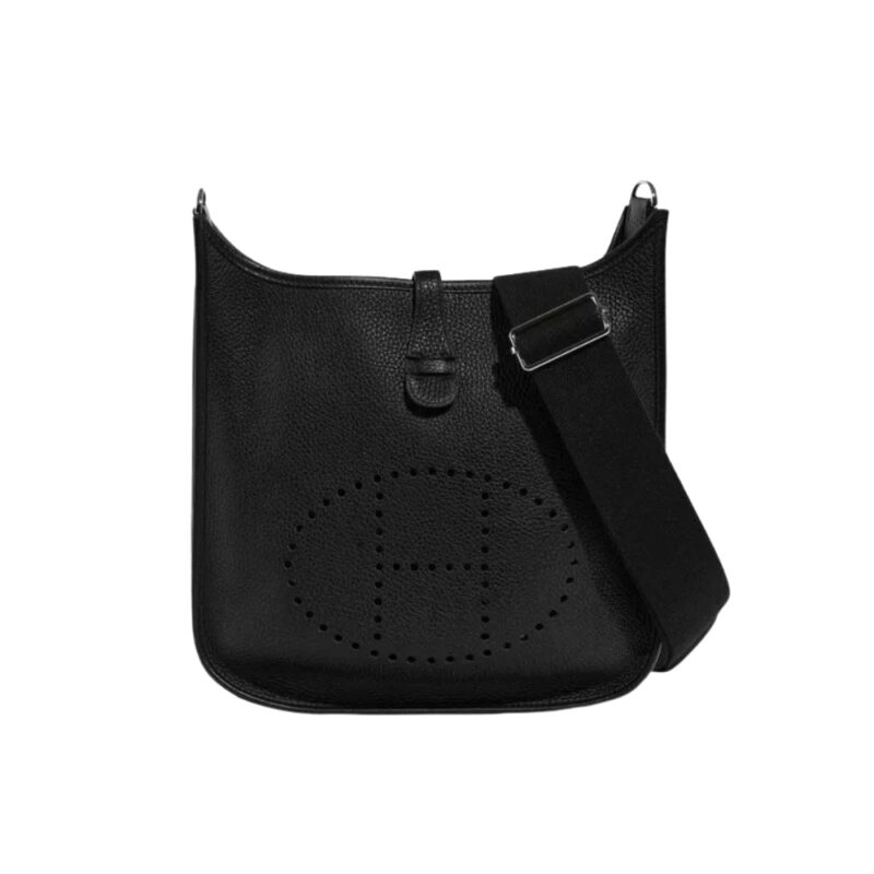 Hermes Clemence Evelyne Pm 25Cm Black Noir