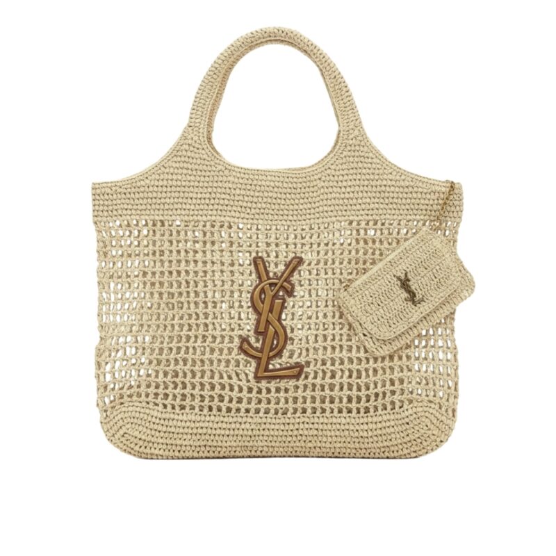 Saint Laurent Icare In Raffia Natural Gold 43Cm 772191GAAEK2063