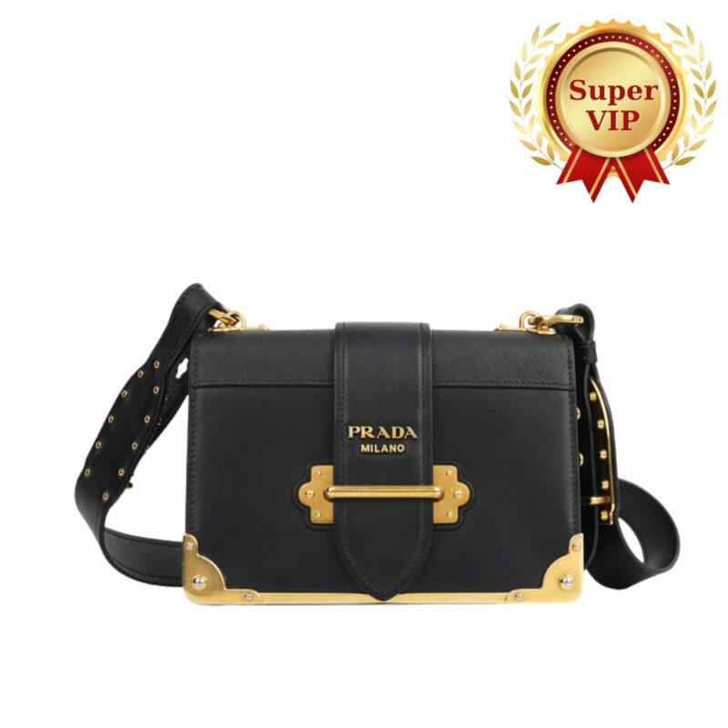 [Super Vip 1:1] Prada Cahier Shoulder Bag Black 19Cm