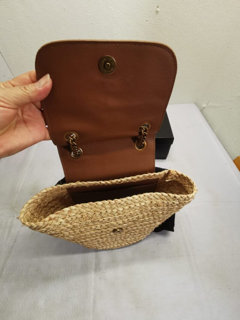 Alternative view of Saint Laurent Mini Manon In Raffia And Aged Vegetable Tanned Leather Naturel 23Cm 774269Gaaed9051