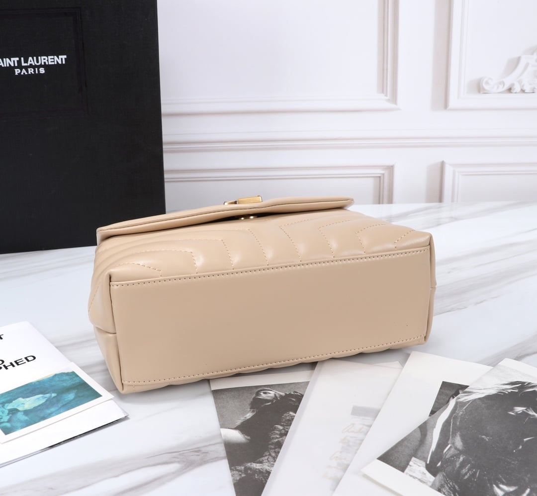 Saint Laurent Loulou Small Chain Bag In Matelassé Y Dark Beige Gold 23Cm 494699Dv7272721 - Image 3