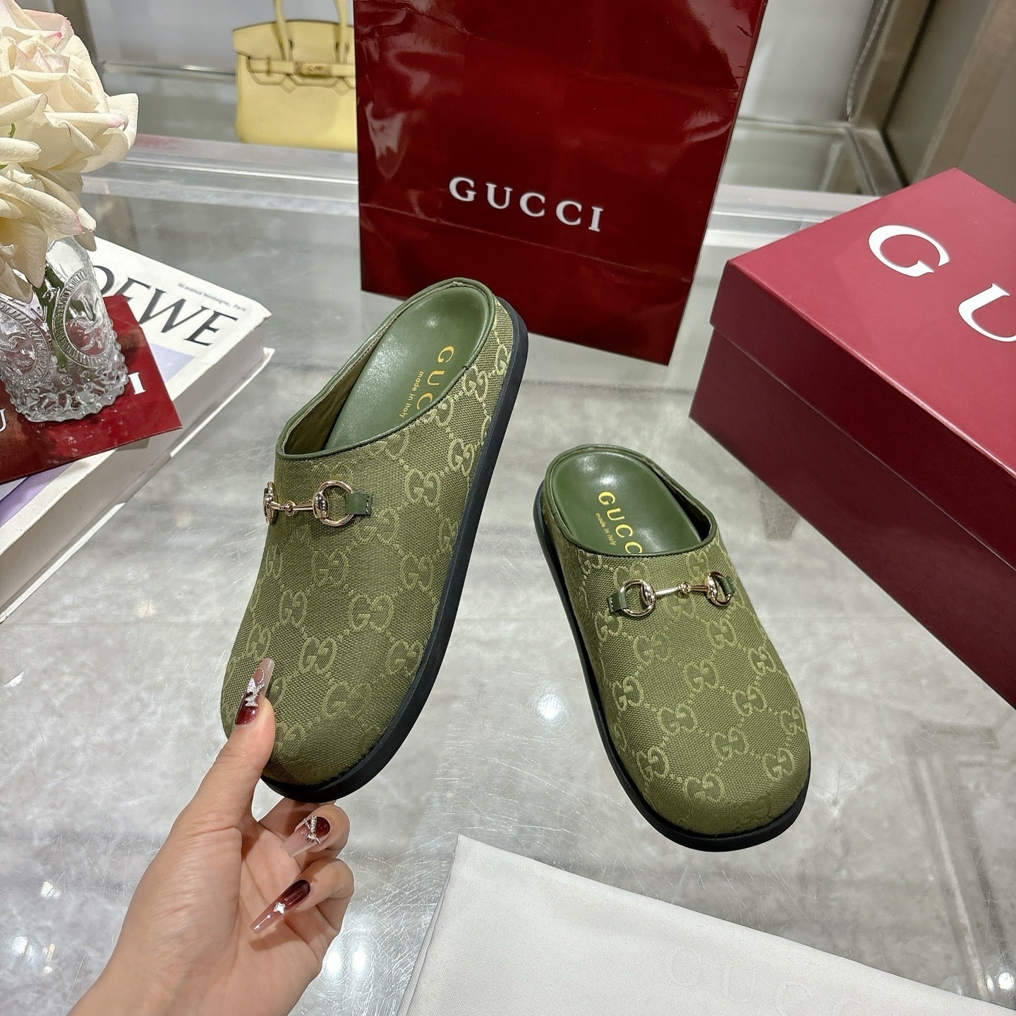 Gucci Women's Mule With Horsebit Dark Green 837130 FAB10 3046 - Image 6