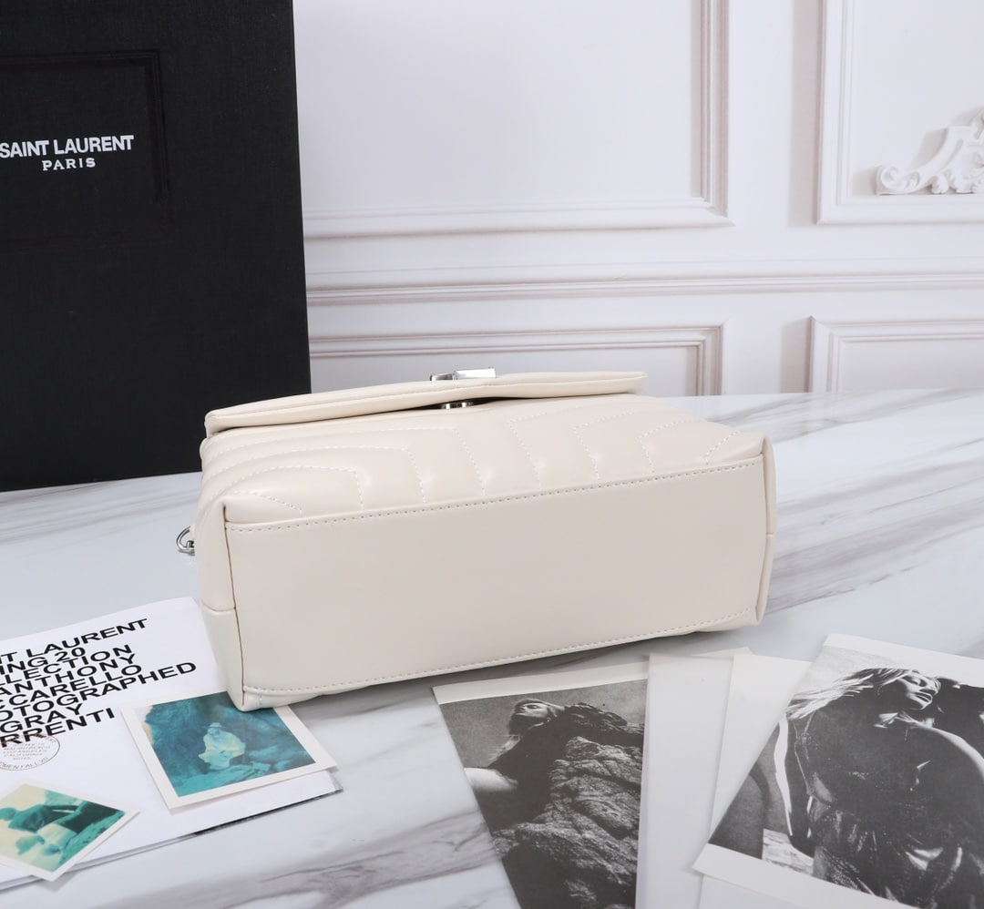 Saint Laurent Loulou Small Chain Bag In Matelassé Y Leather White Silver 23Cm 494699DV726 9207 - Image 7