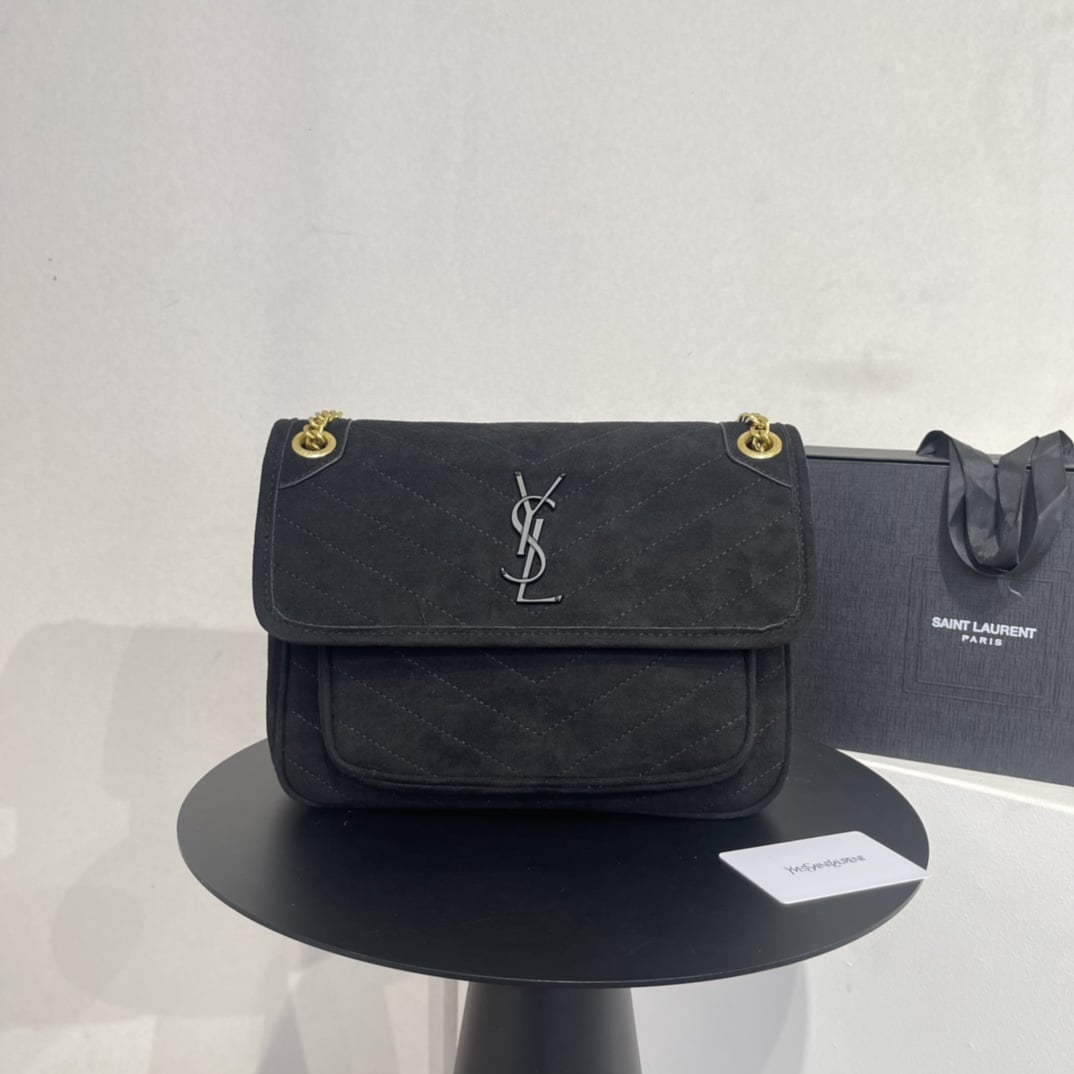 Saint Laurent Niki Baby Chain Bag In Suede Black - Image 4