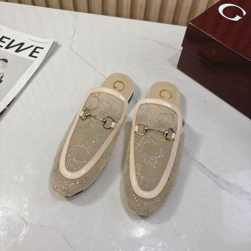 Alternative view of Gucci Women Gg Crystal Princetown Slipper Beige ‎835484 Faeq0 9941
