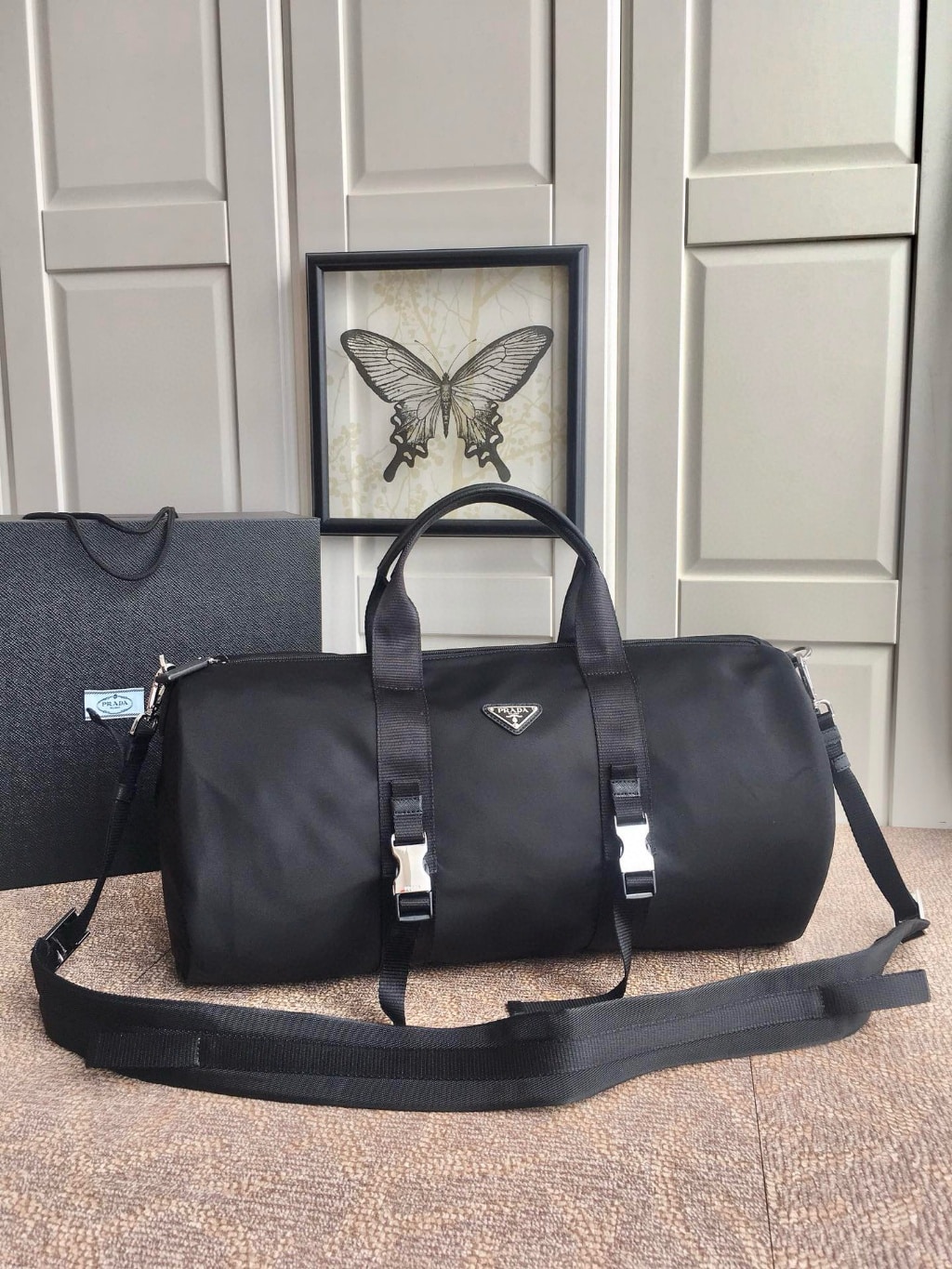 Prada Re Nylon And Saffiano Leather Duffle Bag 50Cm 2Vc015 2Dmg F0002 V Mon - Image 2