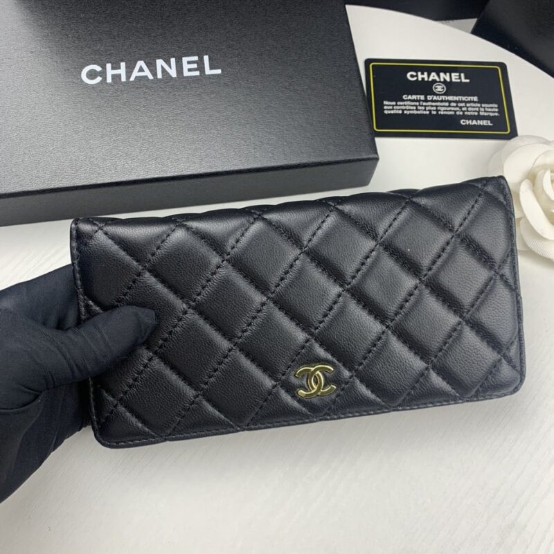 Alternative view of Chanel Quilted Classic Long Flap Wallet Black 19Cm