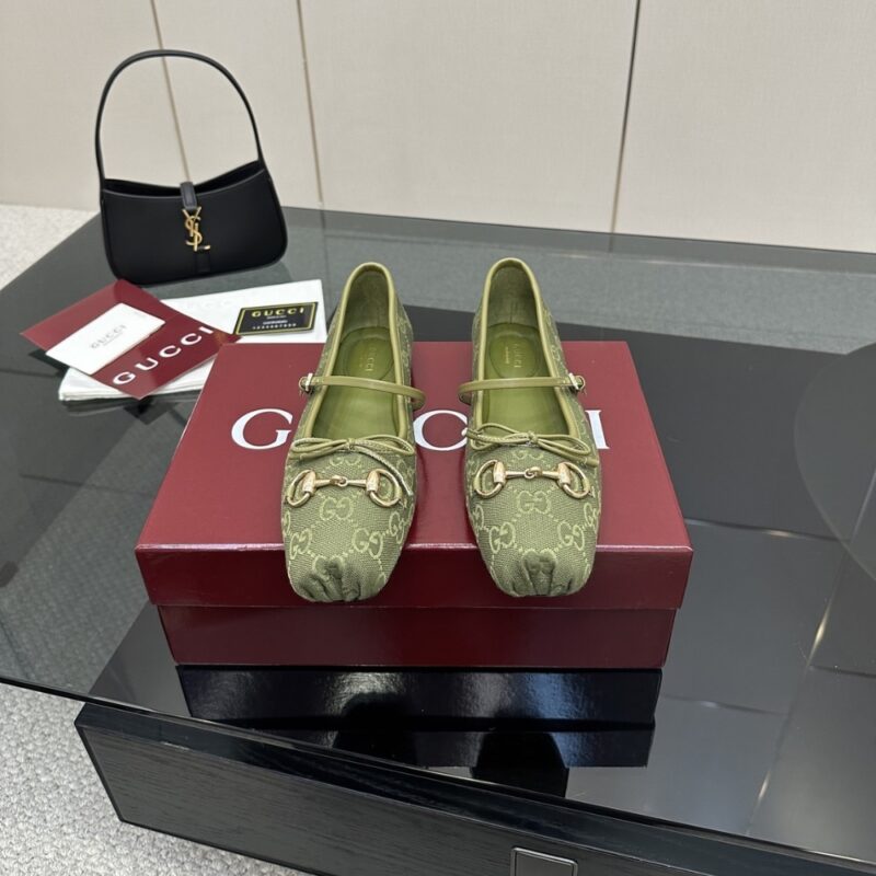 Alternative view of Gucci Women's Horsebit Ballet Flat Dark Green ‎814321 FAD8F 3048