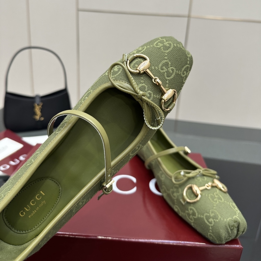 Gucci Women's Horsebit Ballet Flat Dark Green 814321 FAD8F 3048 - Image 3