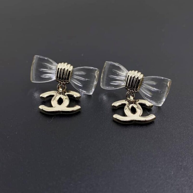 Alternative view of Chanel D25 Cc Bow Earrings Gold Metal Abf537 B19997 Nafvg