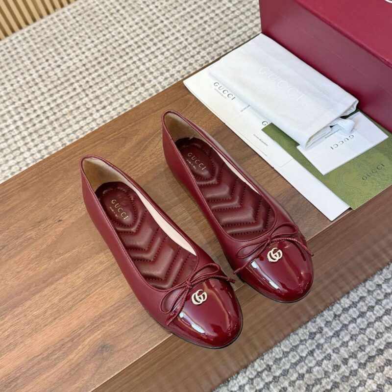 Alternative view of Gucci Women Ballet Flat With Double G Red Leather ‎835805 Bnc80 6207