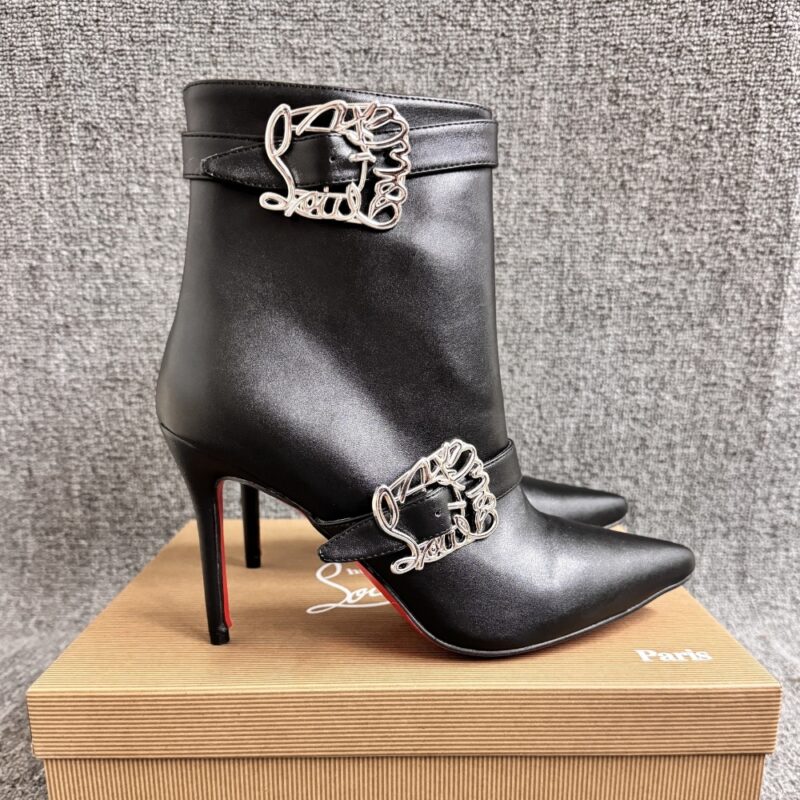 Alternative view of Christian Louboutin Giddylina 100 Leather Ankle Boots Black P00992472
