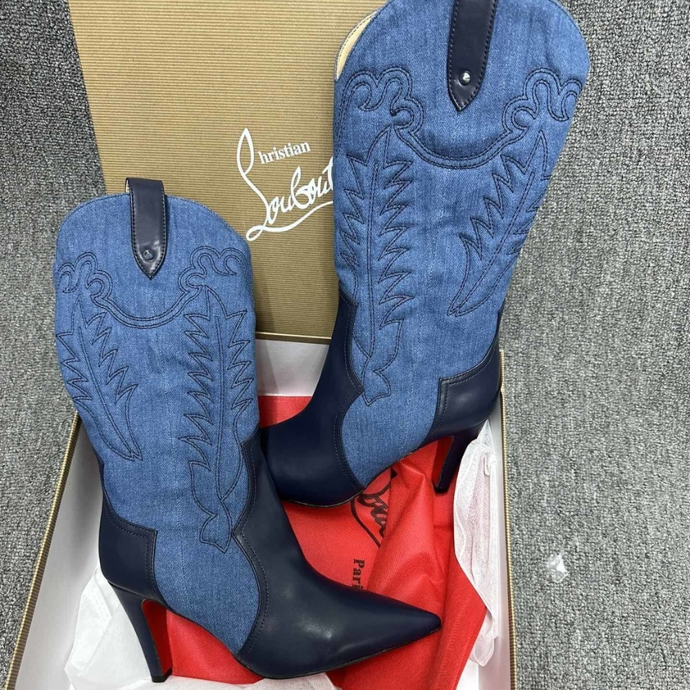 Christian Louboutin Santiabooty 85 Boots Denim Blue 32404636603 - Image 8
