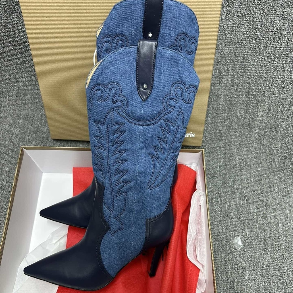 Christian Louboutin Santiabooty 85 Boots Denim Blue 32404636603 - Image 7