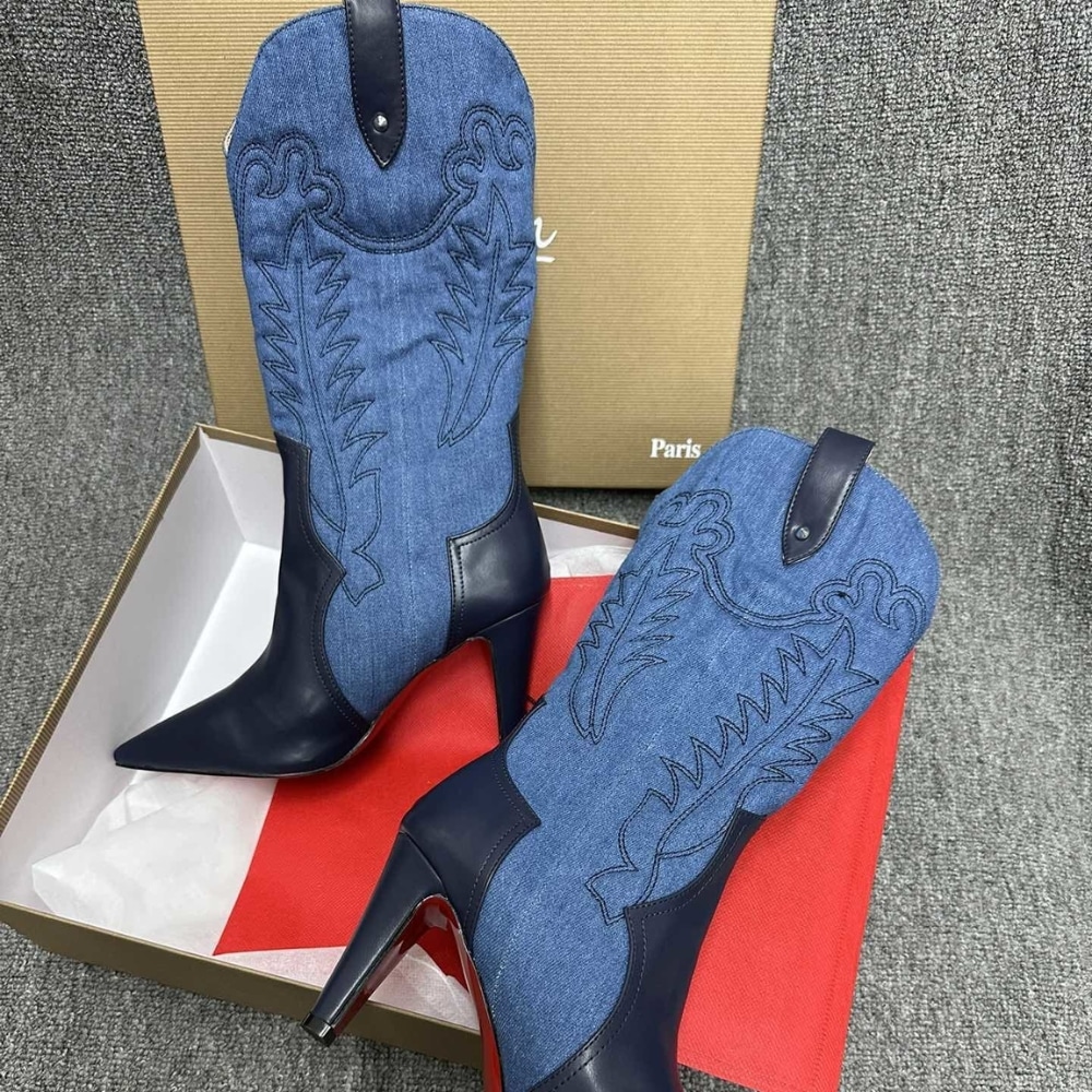 Christian Louboutin Santiabooty 85 Boots Denim Blue 32404636603 - Image 6