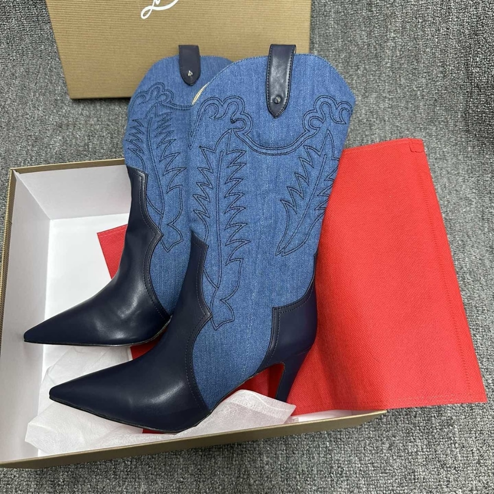 Christian Louboutin Santiabooty 85 Boots Denim Blue 32404636603 - Image 5