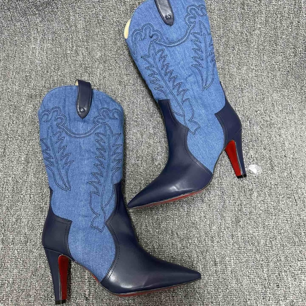 Christian Louboutin Santiabooty 85 Boots Denim Blue 32404636603 - Image 4