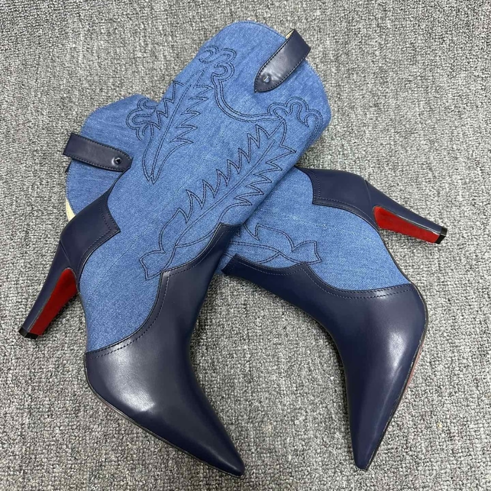 Christian Louboutin Santiabooty 85 Boots Denim Blue 32404636603 - Image 3
