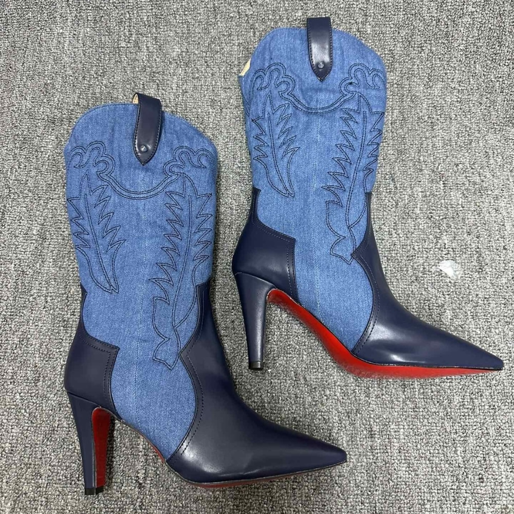 Christian Louboutin Santiabooty 85 Boots Denim Blue 32404636603 - Image 2
