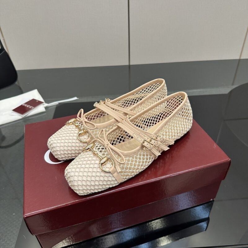 Alternative view of Gucci Women'S Horsebit Ballet Flat Beige Mesh ‎835077 Faeqz 5741