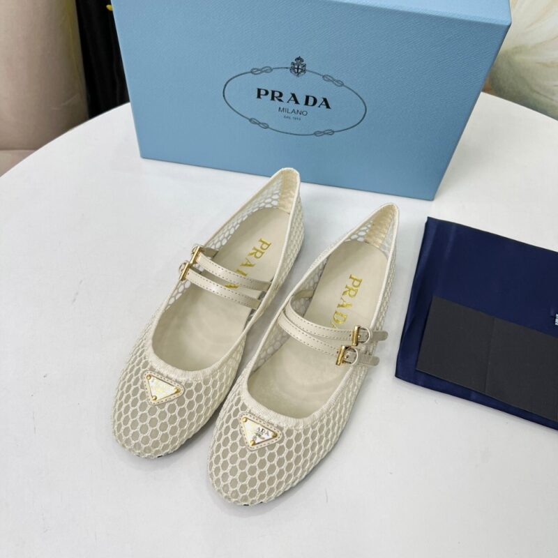 Alternative view of Prada Mesh Fabric Ballerinas Beige 1F915N 099 F0485 F 005