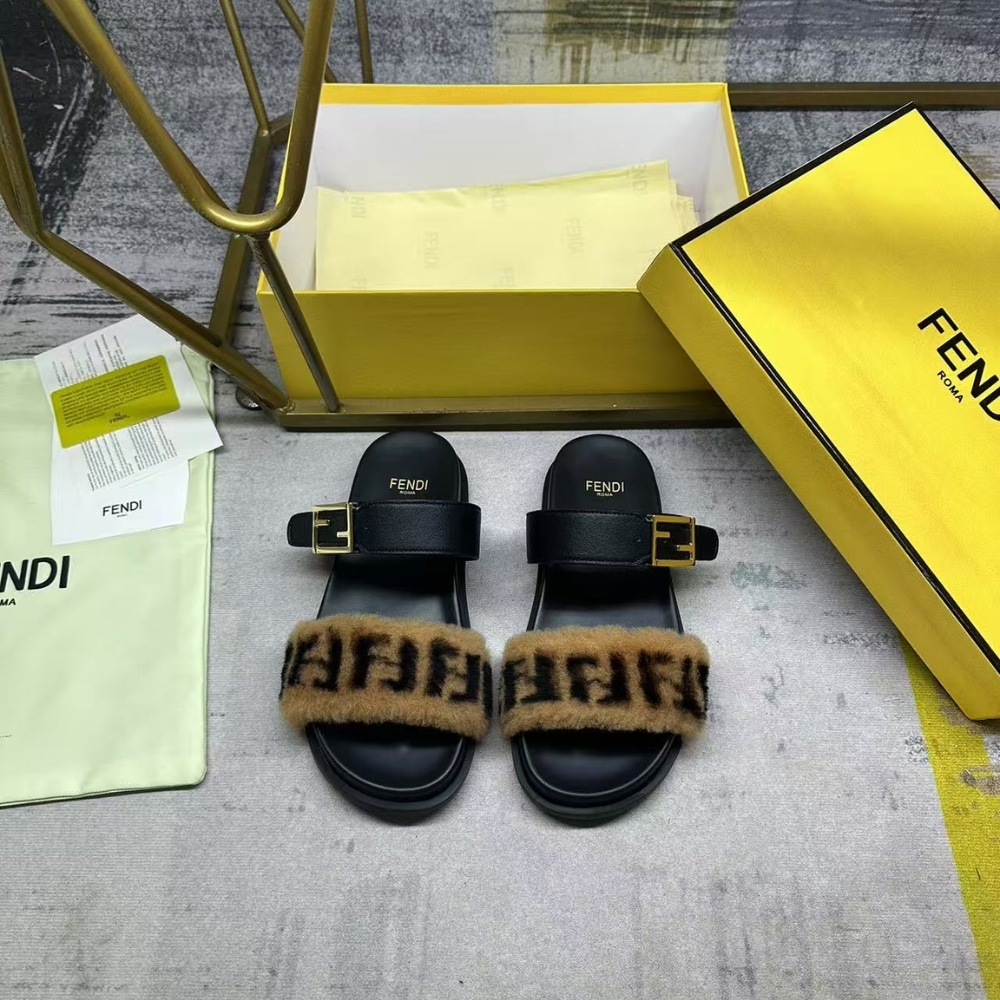 Fendi Feel Mink Ff Slides Black 8X8710A8P2F182F - Image 2