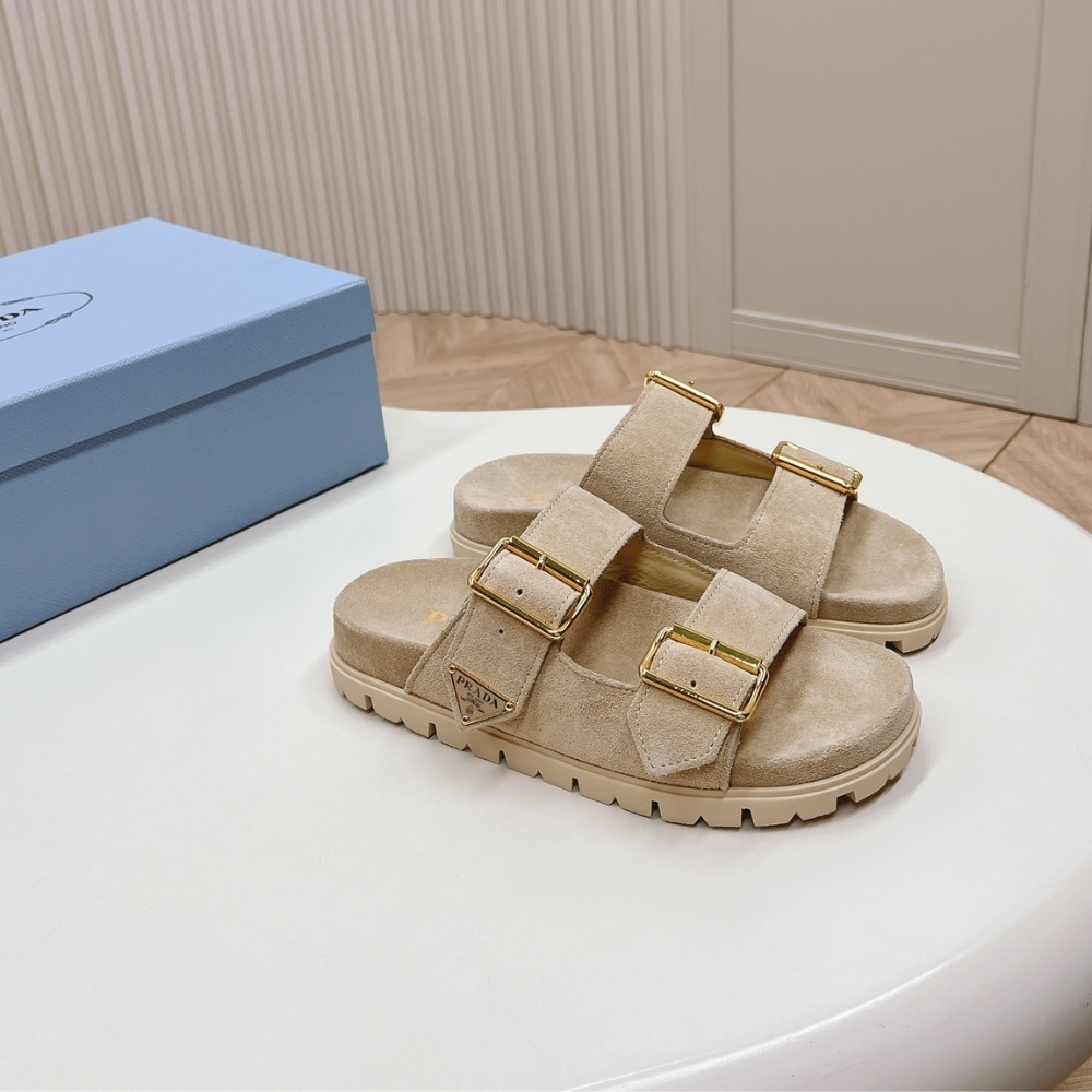 Prada Suede Strap Slides Ecru 1Xx692 054 F0379 F 020 - Image 2