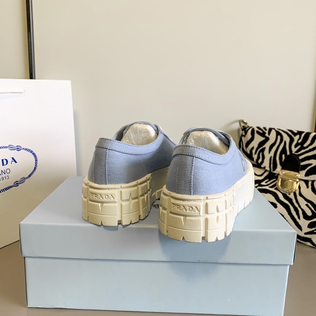 Prada Double Wheel Nylon Gabardine Sneaker Light Blue 1E260M3Lfxf0591F050 - Image 4