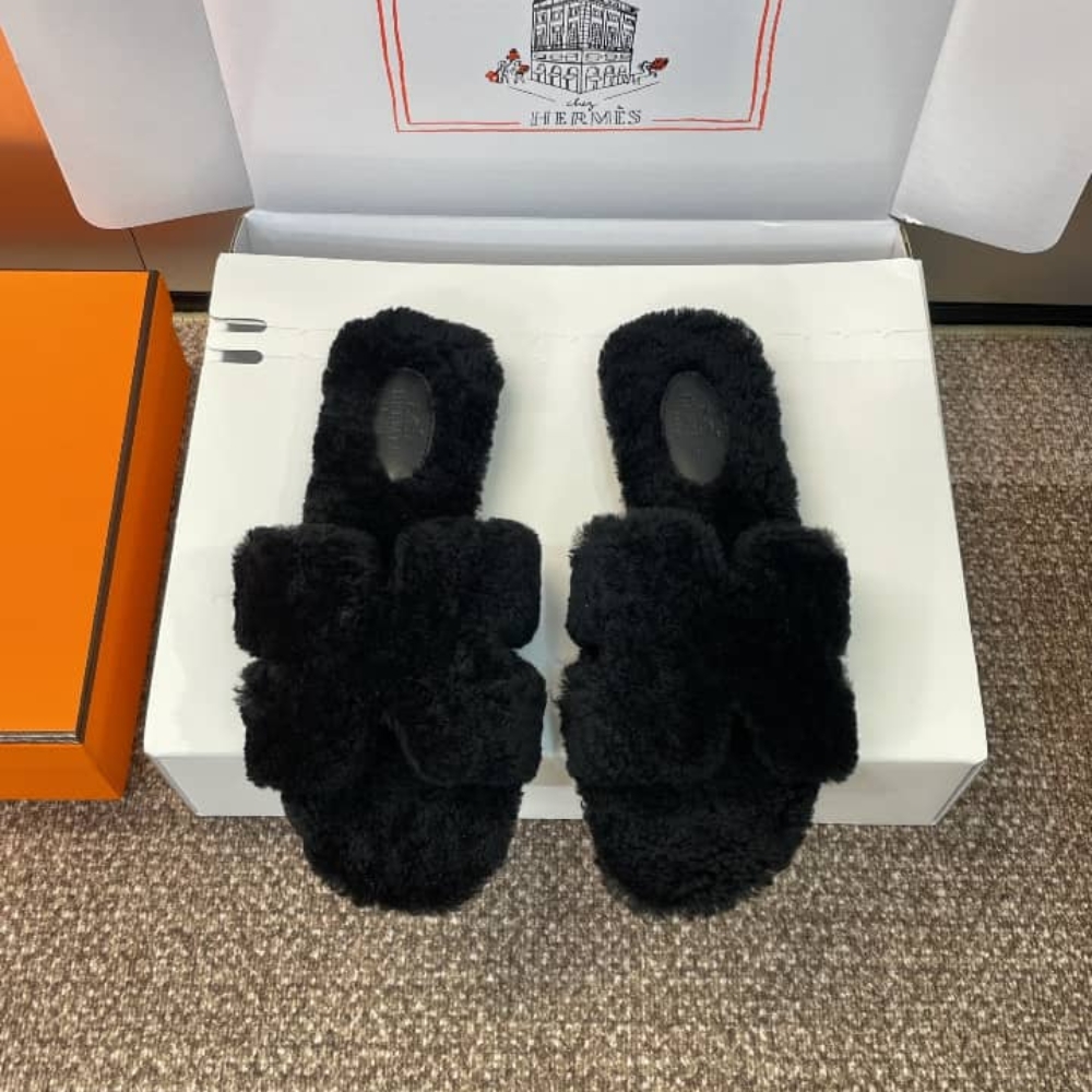 Hermes Oran Sandal Rouge H Black H212178Z 02370 - Image 3