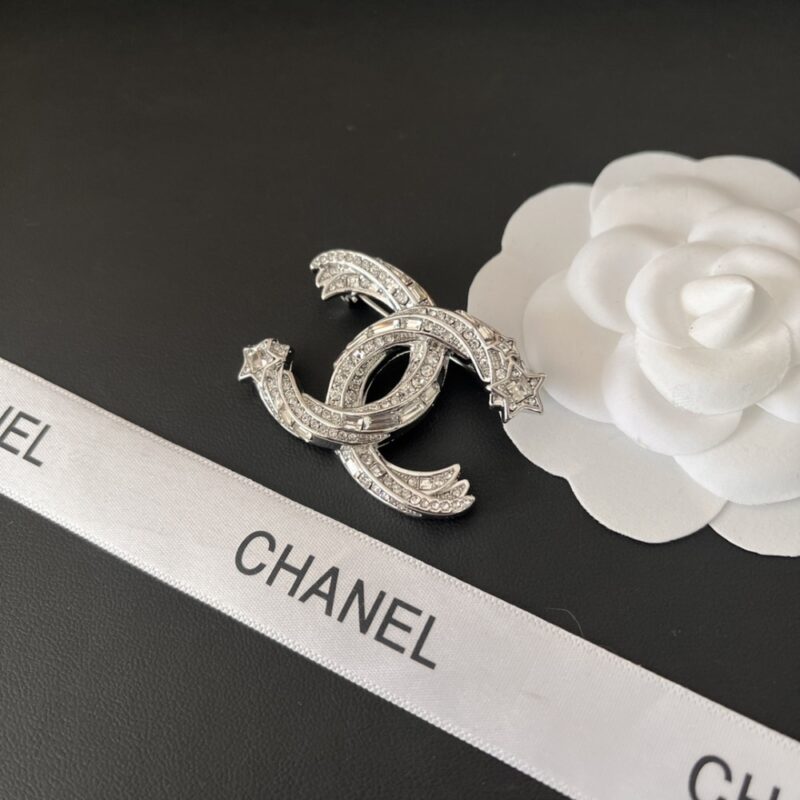 Alternative view of Chanel Cc Brooch Silver With Stones Attached And Two Stars
