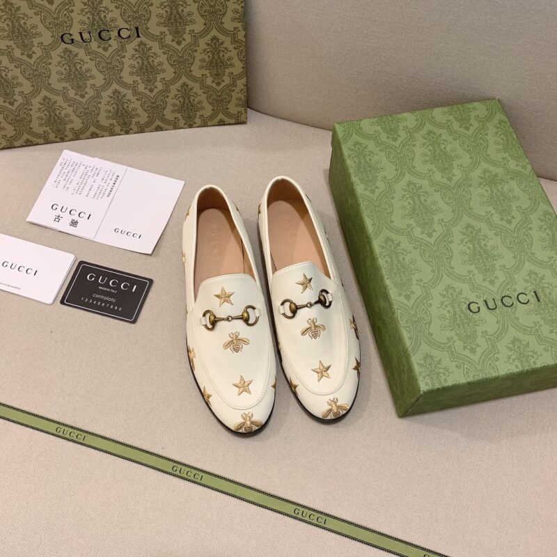 Alternative view of Gucci Jordaan Embroidered Leather Loafer White 505281 D3V00 9022