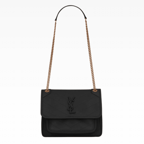 Saint Laurent Niki Baby Chain Bag In Suede Black
