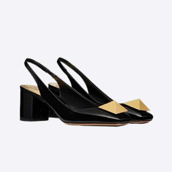 Valentino One Stud Patent-Leather Slingback Pump Black Xw2S0Dq2Laf0No