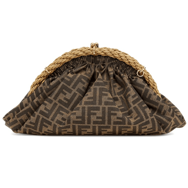 Fendi Brown Ff Fabric Pochette Shell Bag