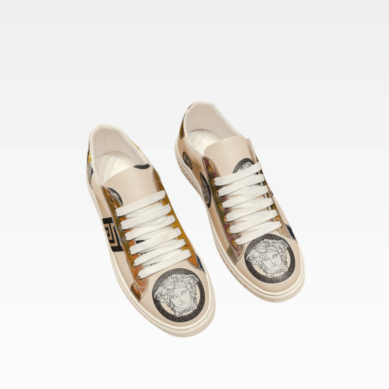 Fendi Domino Fabric Low Sneakers Begei Ff Multicolor