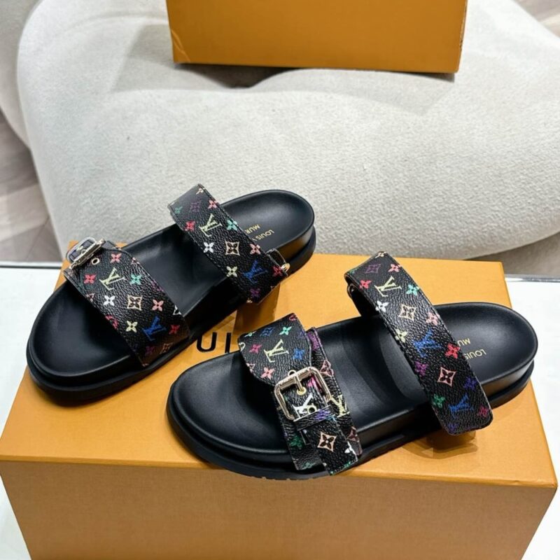 Alternative view of Louis Vuitton X Takashi Murakami Bom Dia Flat Comfort Mule Black 1Agxub