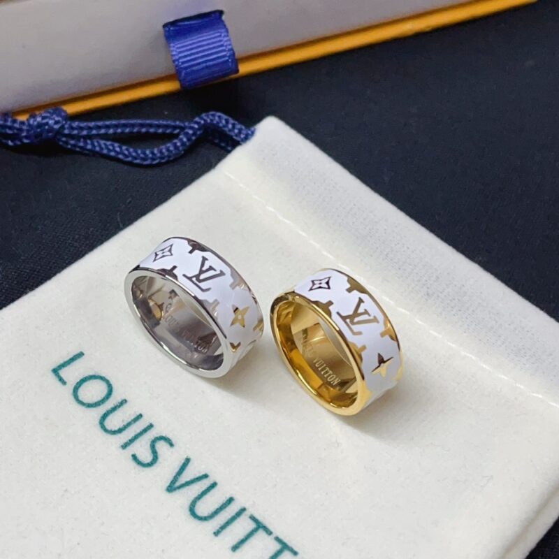Alternative view of Louis Vuitton Nanogram Enamel Ring White M1565S